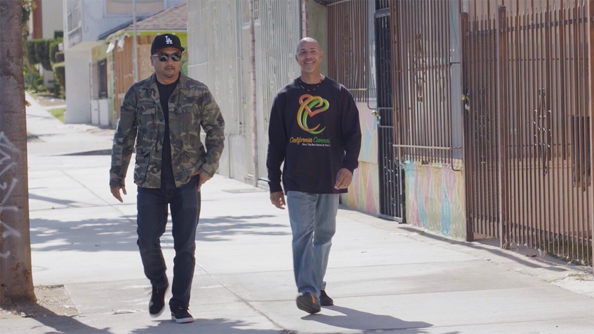 Virgil Grant walks with Roy Choi | Still from "Broken Bread"