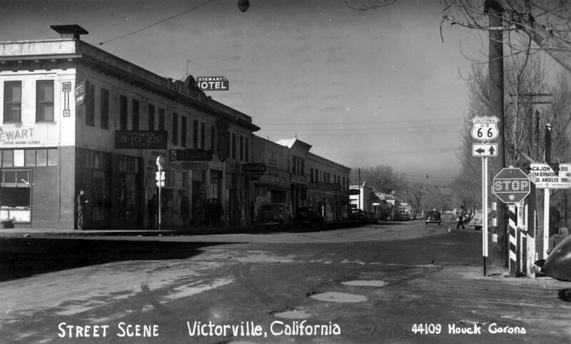 Route 66 in Victorville, California. Courtesy of the Security Pacific National Bank Collection - Los Angeles Public Library.