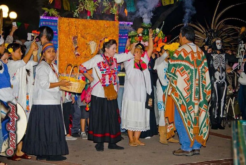 A Día de los Muertos celebration at Olvera Street. | Courtesy of Christina Mariscal-Pasten of the Olvera Street Merchants Association Foundation