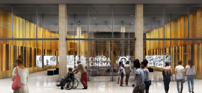 Introduction to "Stories of Cinema" in the Spielberg Family Gallery, located in the Academy Museum's Grand Lobby. ©Academy Museum Foundation | Image by wHY architecture