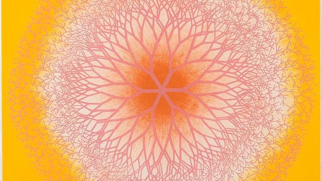 Lunchtime Art Talk on Ruth Asawa, orange and pink print by Ruth Asawa 