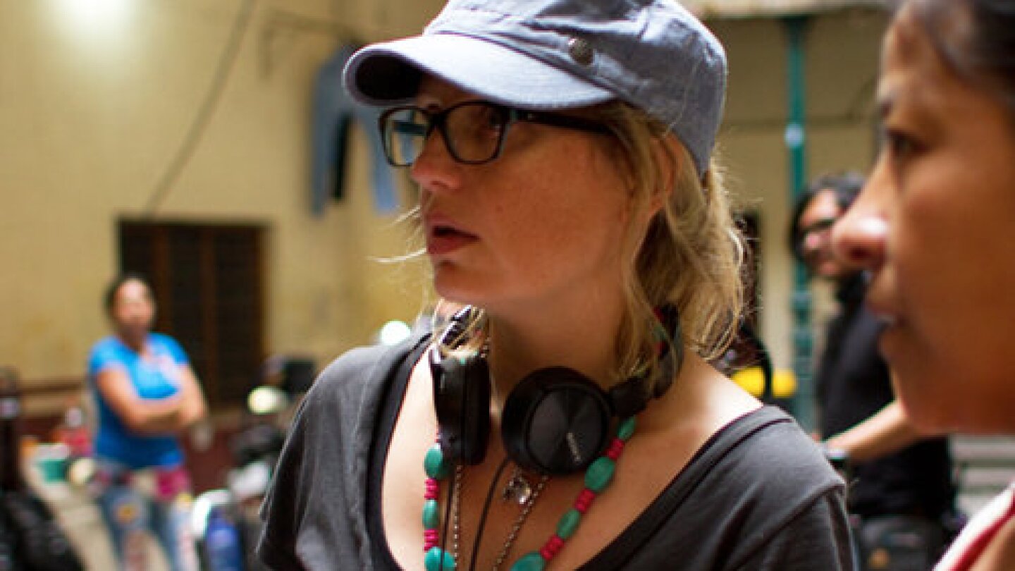 Sarah Clift on the set of "La Madre Buena."