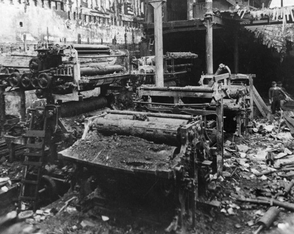 The press room after the bombing | Security Pacific National Bank Collection, Los Angeles Times