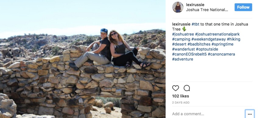 Couple poses illegally atop ruins in Joshua Tree NP | Image: via Instagram