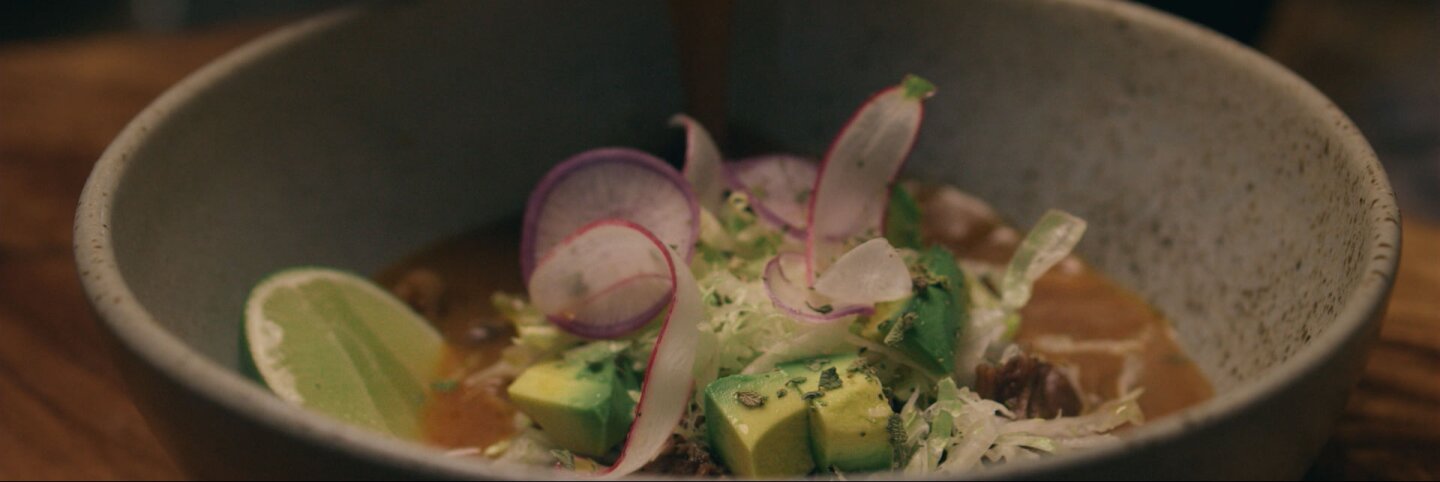 El Jardin's Pozole Rojo | Still from "The Migrant Kitchen" El Jardin