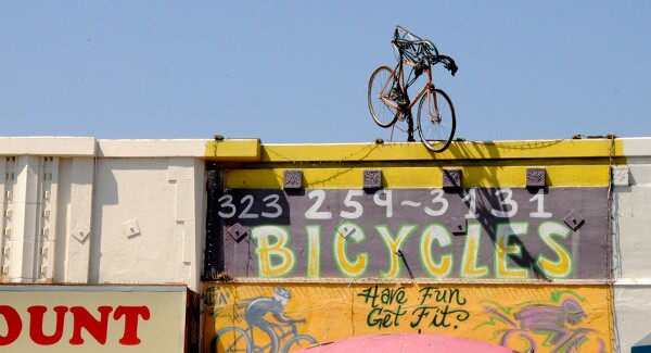 Bicycle shop on York Blvd., across from the ctiy's first bike corral