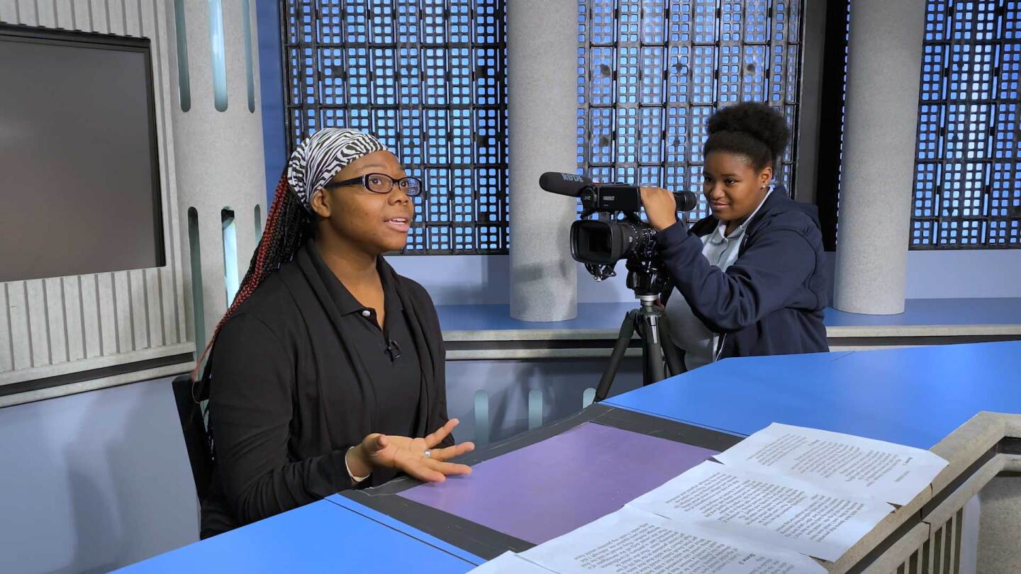 Michaela Dunagin filming her piece for the NTARUPT annual student film festival, where local high school students create short films about the sexual and reproductive issues affecting them. | Still from "Global Mosaic" episode "Young Women Rising"