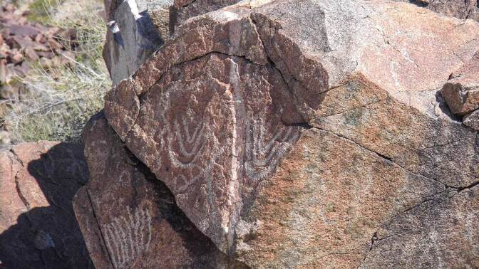 Native American petroglyphs at Corn Springs (probably from the Chemehuevi Tribe).