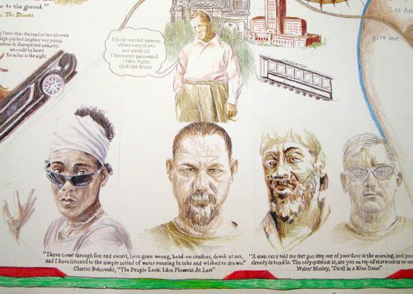 Bunker Hill as writers row, including Mosley, Fante, and Bukowski.