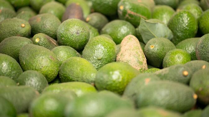 A picture of a pile of avocados.