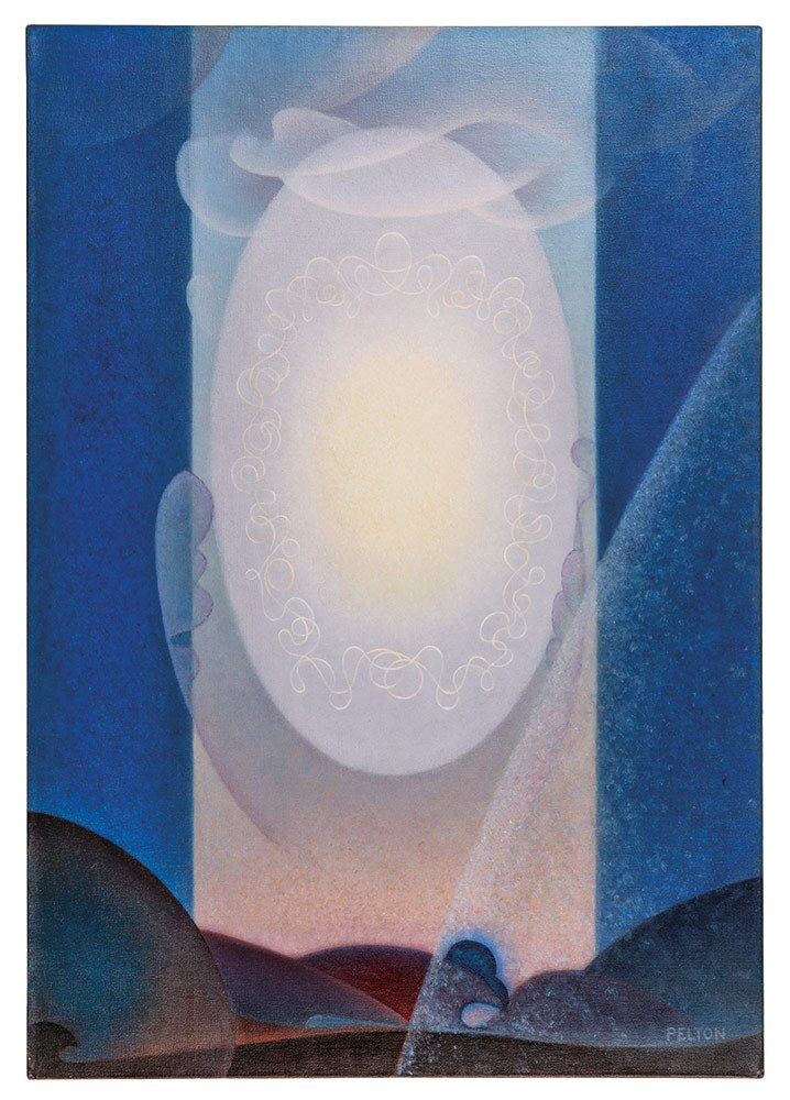 Agnes Pelton, "Light Center," 1947-1948. Oil on canvas. | Collection of Lynda and Stewart Resnick. Photo: Jairo Ramirez.