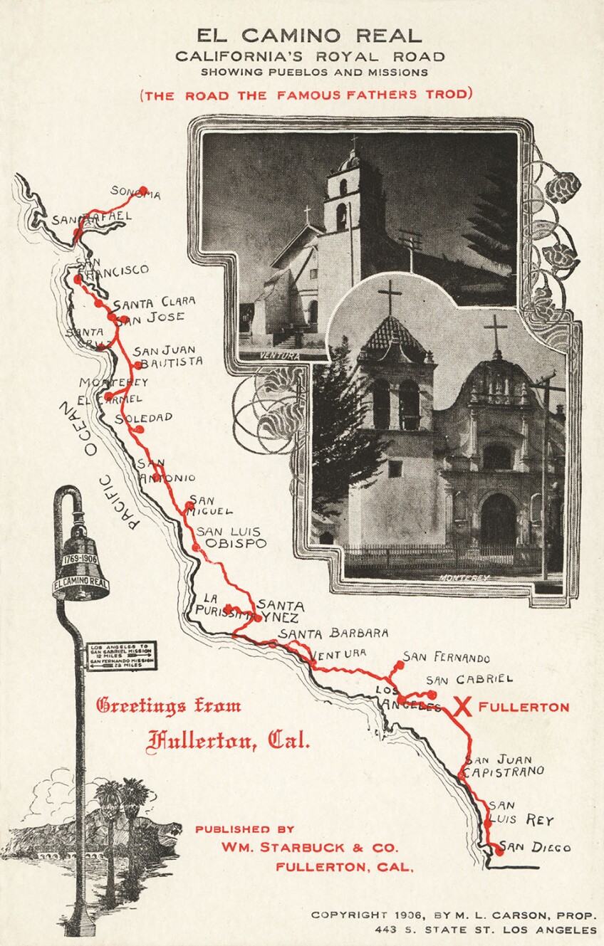 1936 map of El Camino Real