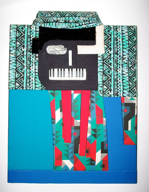 Noah Purifoy, "Earl Fatha Hines," 1990. 53 x 39 in. Sue A. Welsh Collection. ©Noah Purifoy Foundation. Photo courtesy Noah Purifoy Foundation, by Seamus O' Dubslaine.