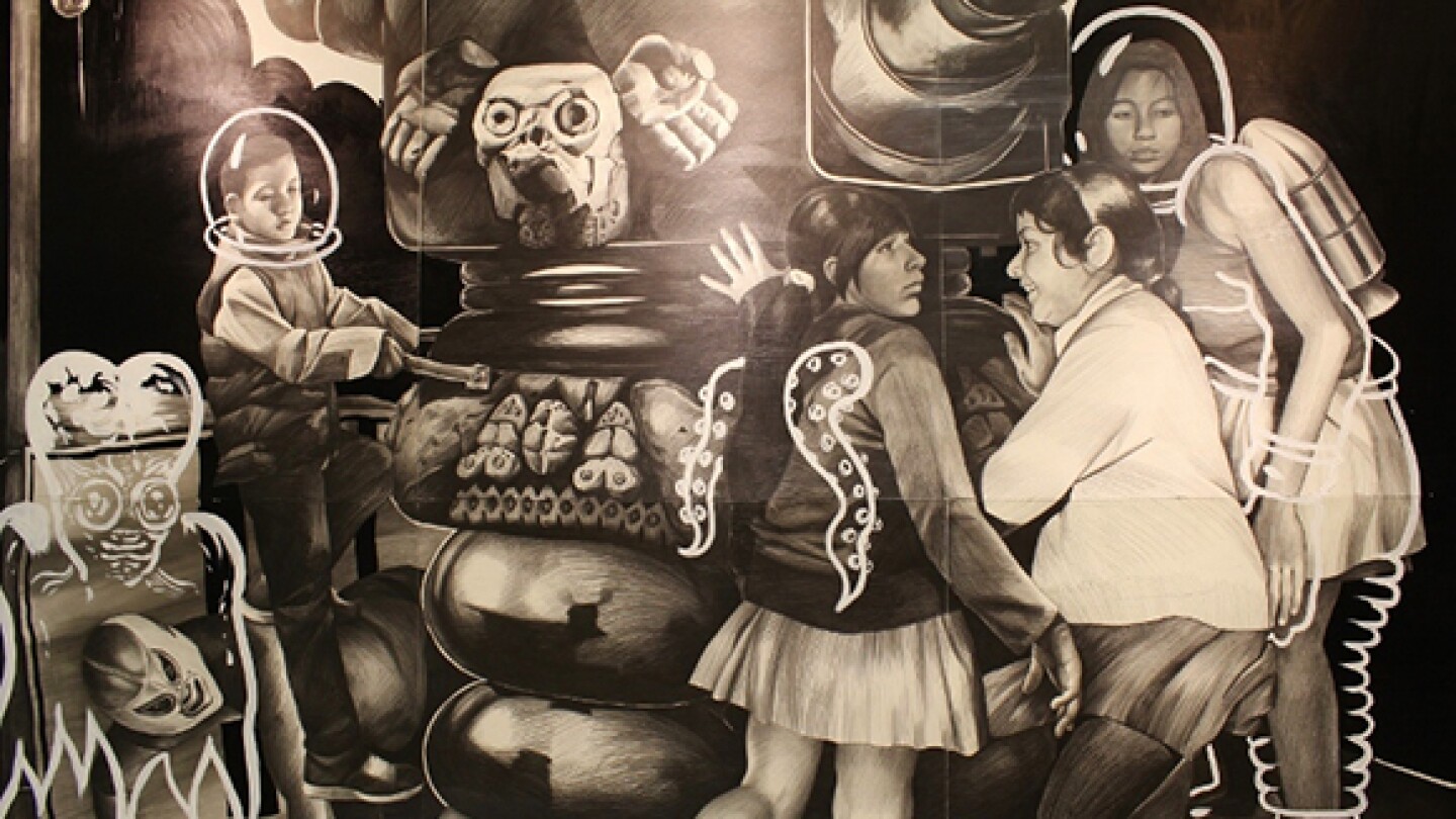 A detail of Crosthwaite's wall-sized drawing. | Photo: Carolina A. Miranda