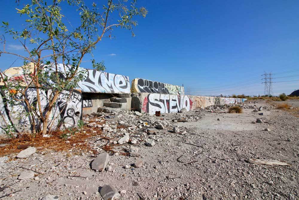 Signs of visitors at Taylor Yard include graffiti. | Courtney Cecale