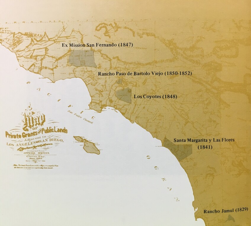 Map of Pio Pico's lands published by the Pio Pico State Historic Park