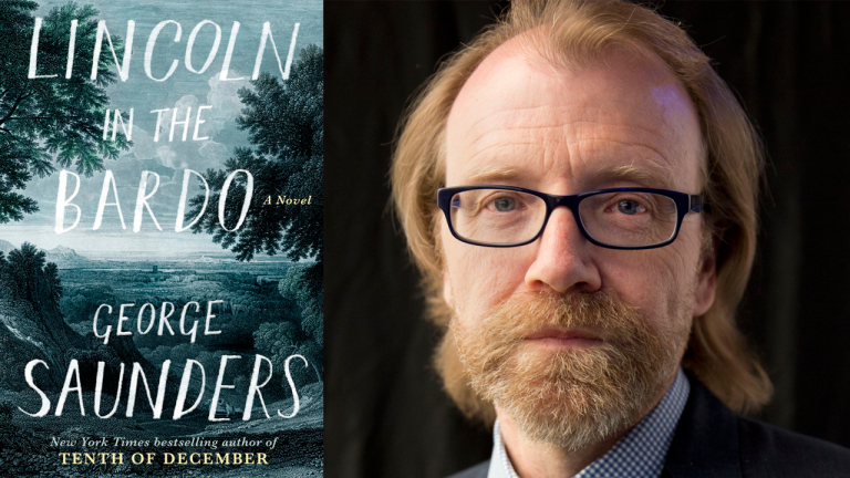 George Saunders and Salman Rushdie at 2017 Miami Book Fair