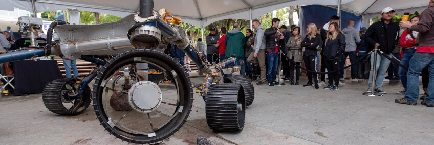 Ticketed guests at JPL's Ticket to Explore event in May 2019 take a look at robots under contruction. | Flickr/NASA Jet Propulsion Laboratory/Creative Commons (CC BY-NC-ND 2.0)