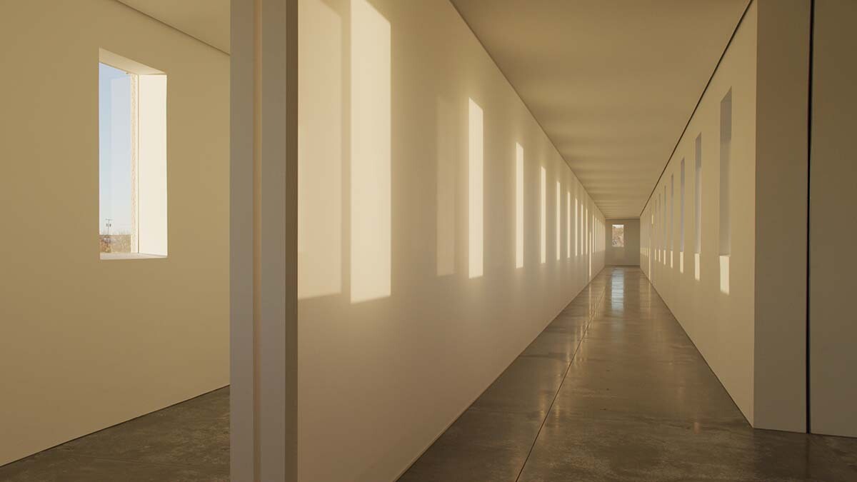 A large-scale Light and Space artwork from Robert Irwin called "untitled (dawn to dusk)" in the daylight. | Still from Artbound "Light & Space" ab s11