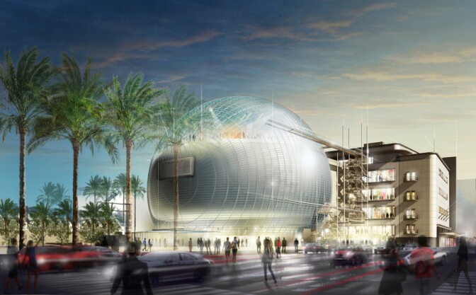A rendering of Renzo Piano's architectural vision for the Museum of Motion Picture Arts and Sciences. | Image: © Renzo Piano Building Workshop, Studio Pali Fekete architects, A.M.P.A.S.