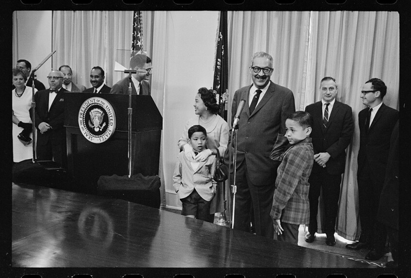 Thurgood Marshall sworn in as Solicitor General, Marion S. Trikosko photographer, August 24, 1965, Prints and Photographs Division, Library of Congress