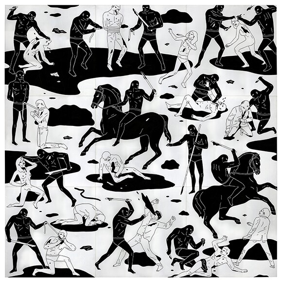 Cleon Peterson, "End of Days," 90 x 90" Acrylic on wood panel, 9 pcs