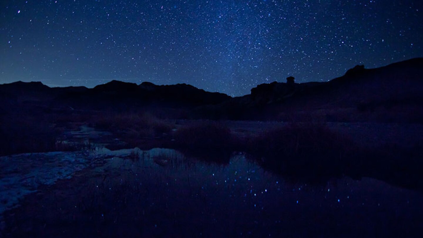 Night sky reflecting in the Amargosa River