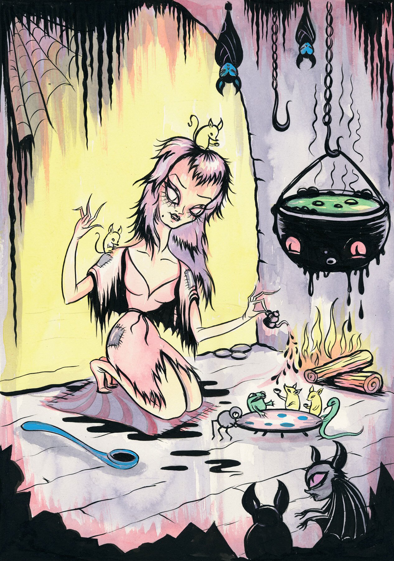An illustration by Camille Rose Garcia featured in Harper Design's "Cinderella, or the Little Glass Slipper" by Charles Perrault. | Courtesy of Harper Design