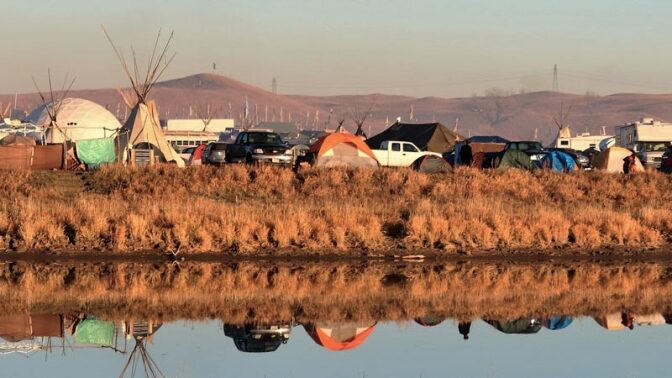 Tents along the Cannonball River, Standing Rock