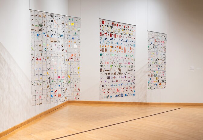 Installation photo of "Austin," by Sula Bermúdez-Silverman, 2018. Mixed media. Part of "Sula Bermúdez-Silverman: Neither Fish, Flesh, nor Fowl" at CAAM | Elon Schoelhotz