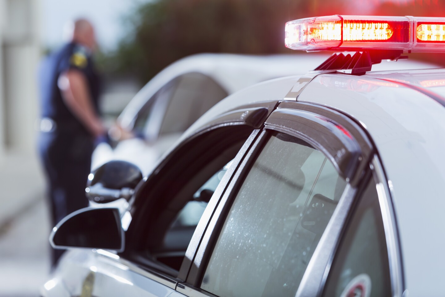 stock image of a police car at an angle