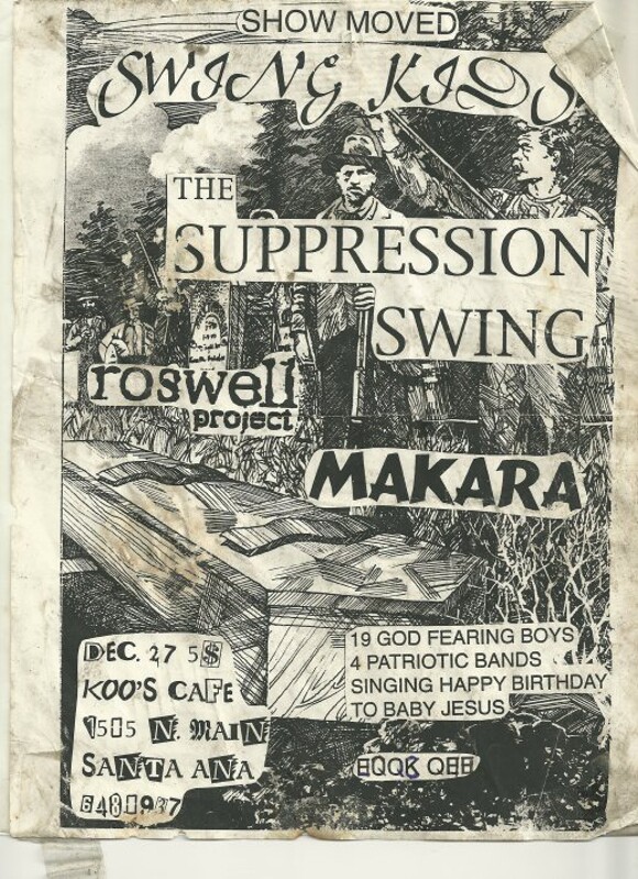 Swing Kids flyer, Koo's Cafe. | Courtesy of <a href='http://fukschool.wordpress.com/2010/10/18/notes-from-the-underground-2/'>Fukschool</a>.