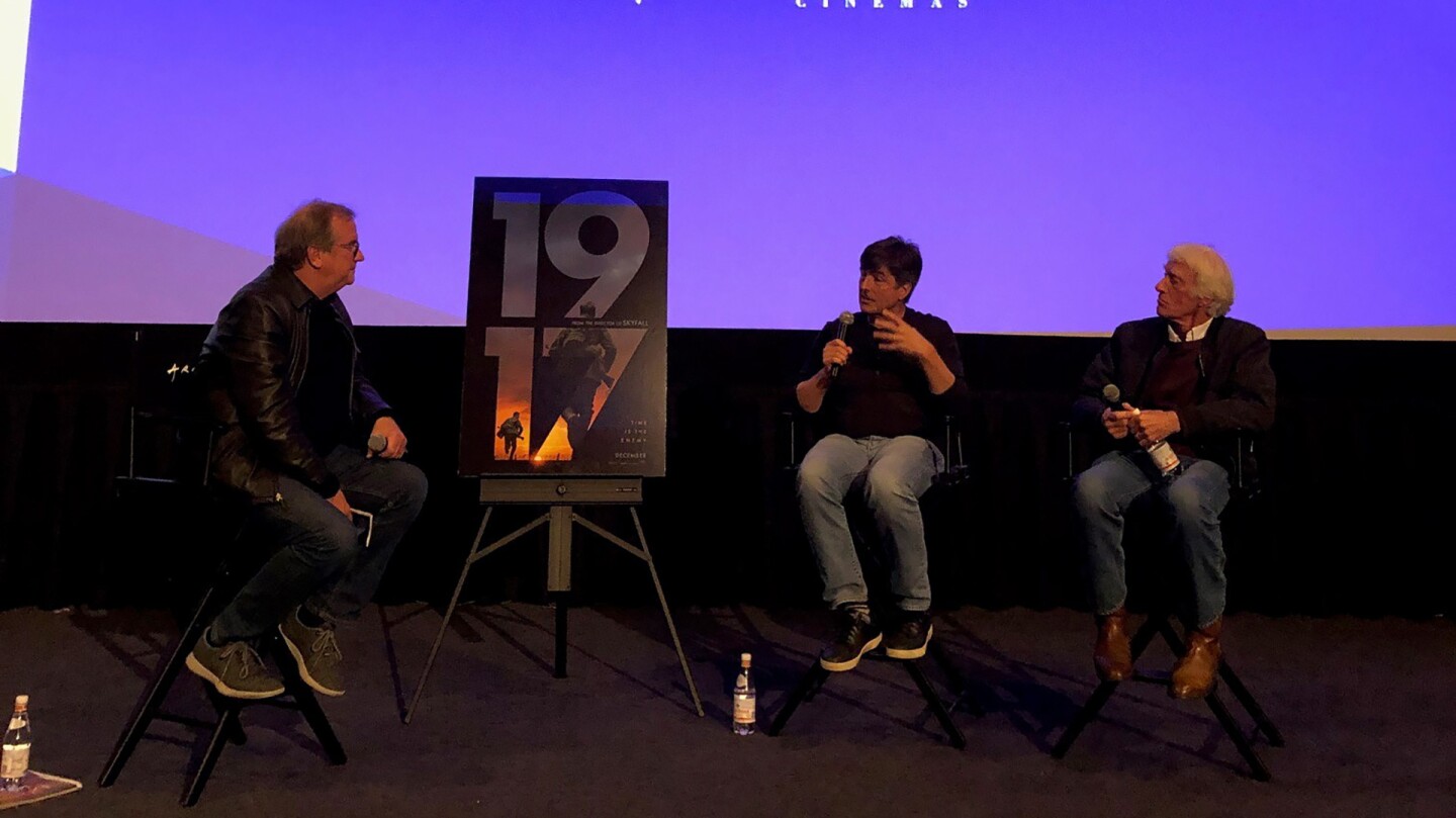 Pete Hammond with Roger Deakins and Thomas Newman for the post screening Q&A.