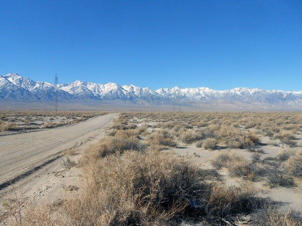 Looking west, a view from the south end of the site of the proposed LADWP Owens Valley Solar Ranch Project near Manzanar National Historic Site.