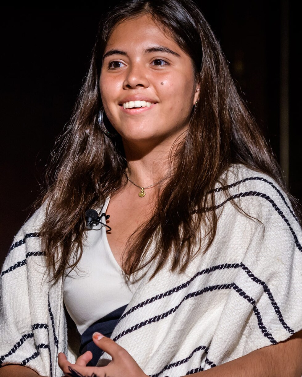 Xiye Bastida attends a CHOOSE US - Youth Climate Strike Demands Solutions And Action Now conversation with youth climate leaders at The New York Society for Ethical Culture. | Erik McGregor/LightRocket via Getty Images