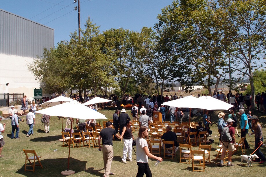 Locals and visitors gathered for the opening speech and ribbon cutting ceremony