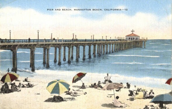 Postcard depicting the Manhattan Beach Pier, 1941. From the James H. Osborne Photograph Collection