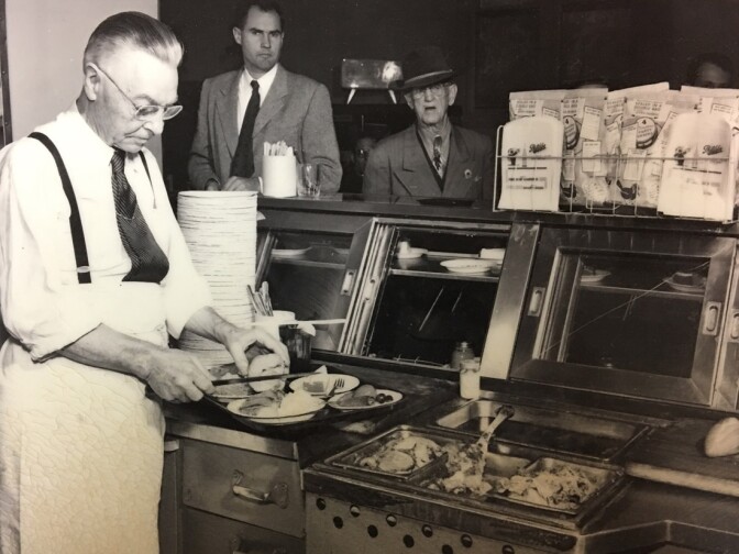 Philippe's owner Frank Martin at the carving station