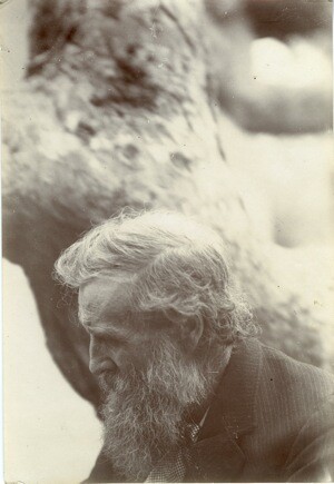 This profile portrait of John Muir comes from the Charles Lummis Photograph collection located in Special Collections, Honnold/Mudd Library at The Claremont Colleges. It is an albumen print, was photographed in an unknown location and is undated.