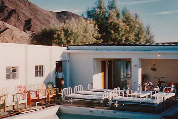Outdoor cots at Zzyzx Mineral Springs. | Photo: Courtesy of the CSU Desert Studies Center.