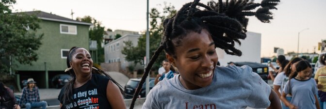 "Fuck White Supremacy, Let’s Get Free" by Patrisse Cullors. Performance documentation from August 10, 2019. | Courtesy of the artist, LTD Los Angeles and Gia Solis.
