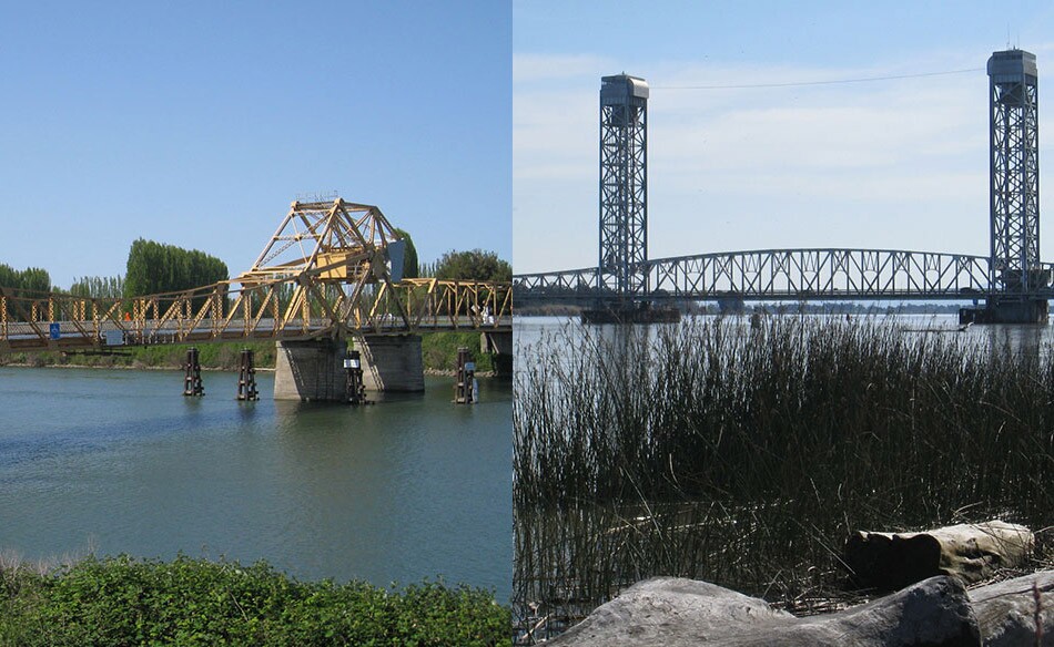 Split-screen Image of Bridges
