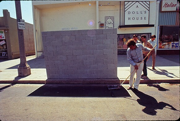 Eric Orr, "Wall Shadow," 1968, brick wall, light shadow. | Image courtesy of the Eugenia P Butler Estate.