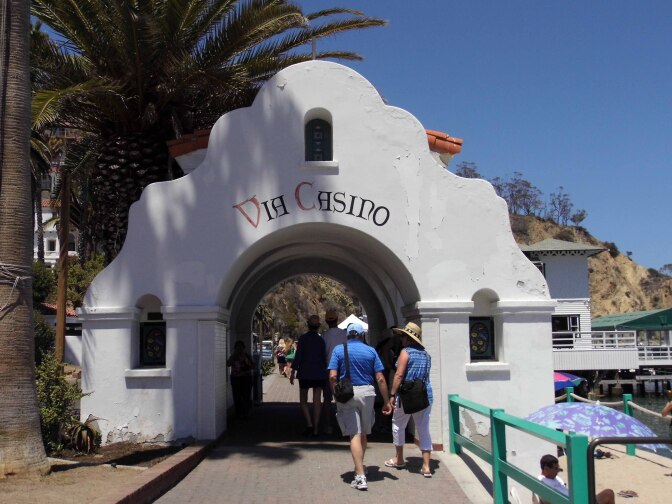 The entrance to the iconic Catalina Casino building.