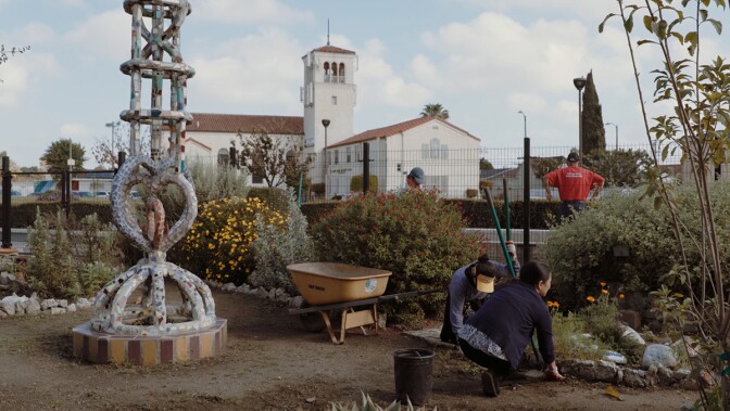 The garden at Watts Towers Arts Center | Still from "Watts Towers Arts Center" ab s11