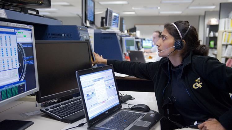 Mamta Patel Nagaraja in n Mission Control Center (Houston, TX) as the Assembly Video Engineer for the International Space Station. | NASA Science/Solar System Exploration