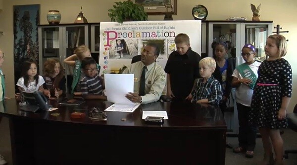 Regional Forester Randy Moore signs the California Children's Outdoor Bill of Rights. | Photo: Courtesy USFS