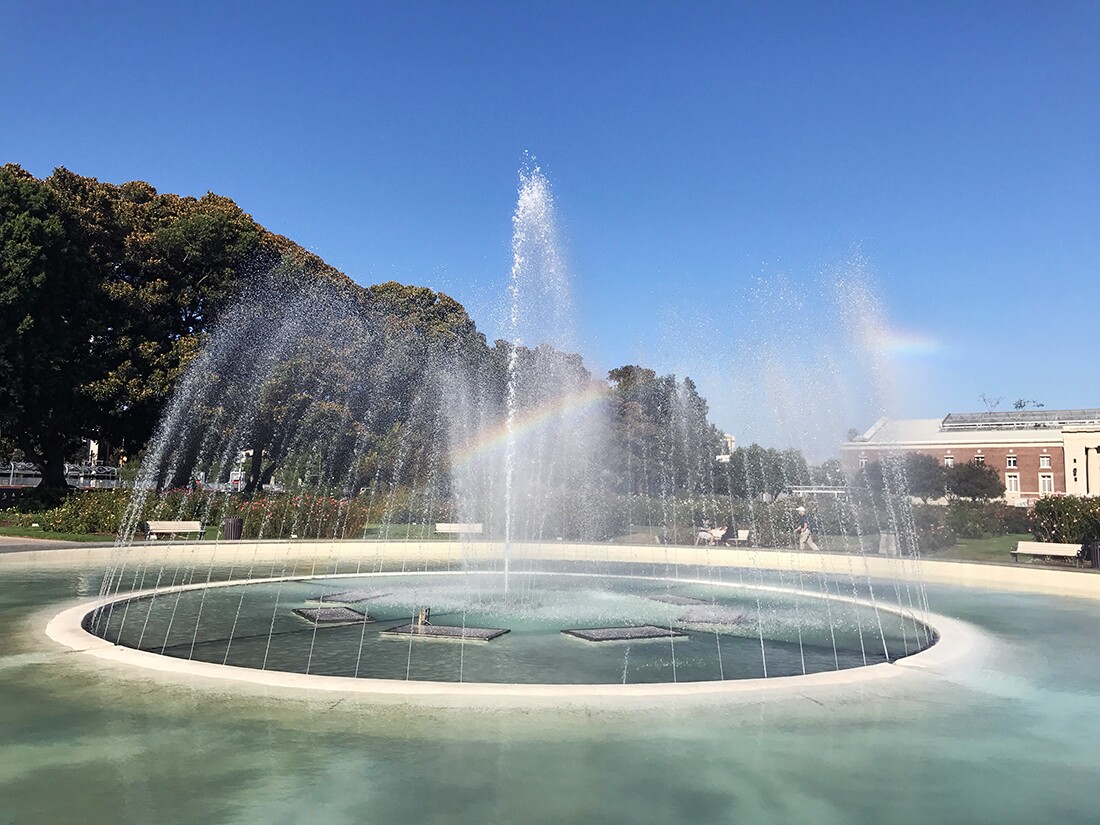 The rainbow over the fountain symbolized hope for South Central. | Jonathan P. Bell (1100px
