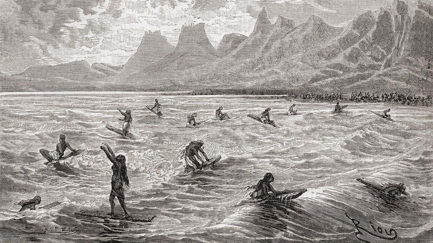 Hawaiians Surfing in the 19th Century (large)