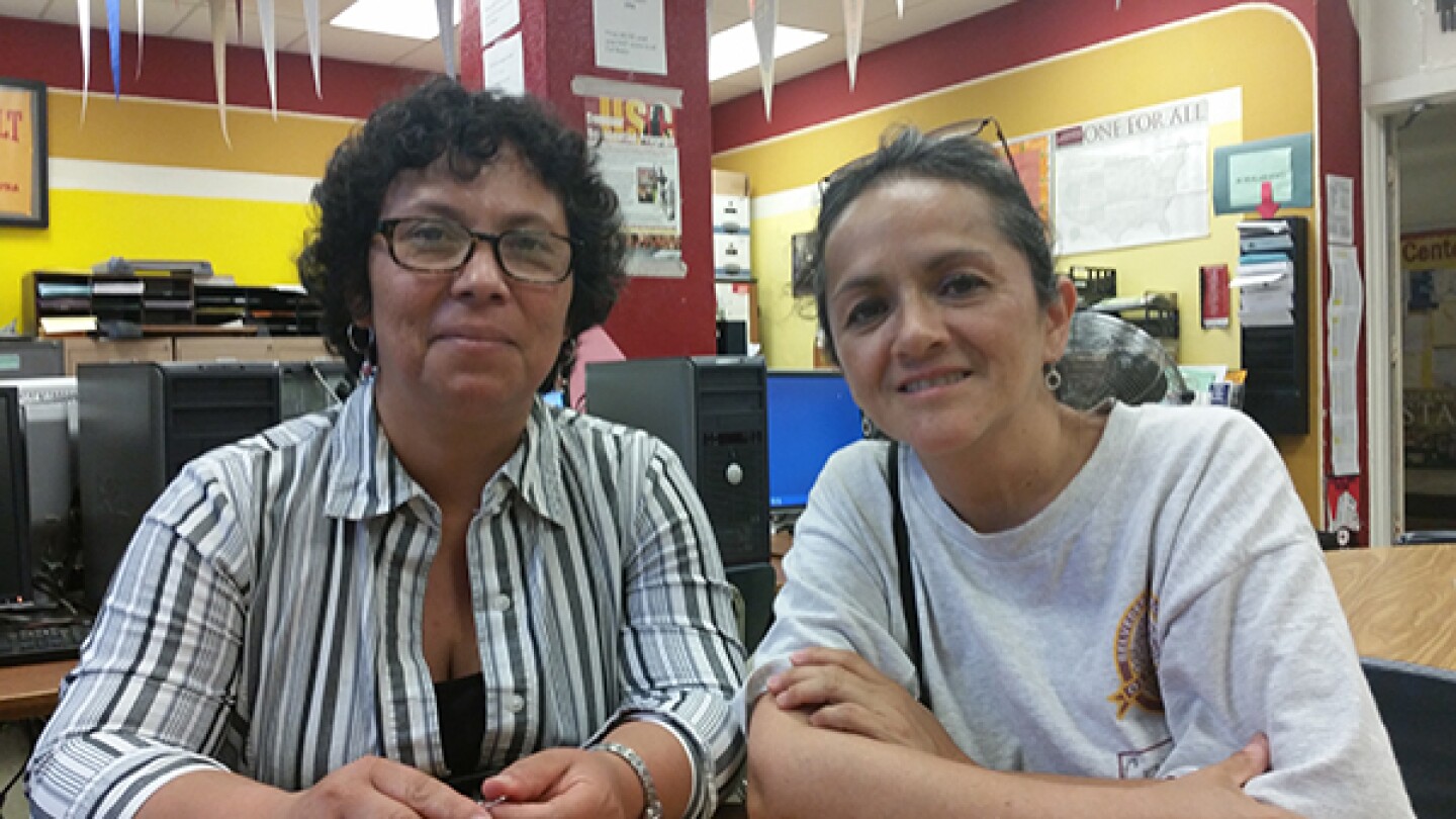 Juana Gutierrez and Consuelo Vazquez sit for an interview